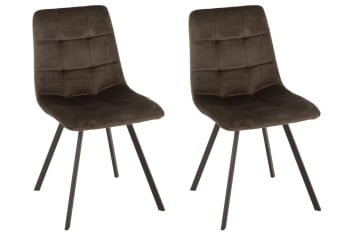 Olivia - Lot de 2 chaise en velours peau de pêche et en métal noir ( lot de 2)