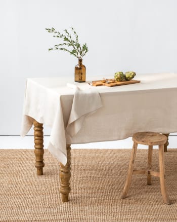 Tischdecke aus Leinen, Beige, 150x100 cm