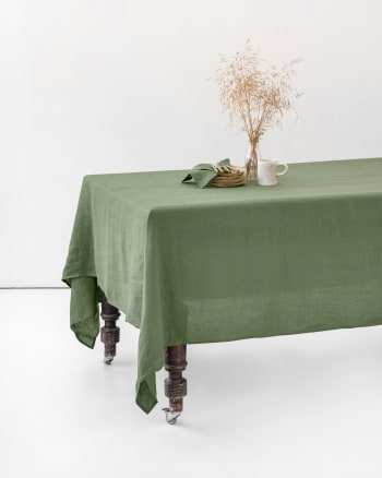 Tischdecke aus Leinen, Grün, 200x200 cm