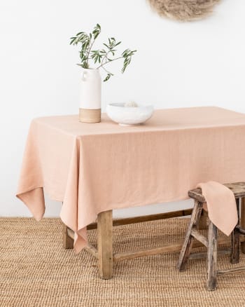 Tischdecke aus Leinen, Rosa, 150x150 cm