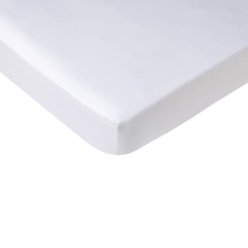 Pure white percale lavée - Drap housse coton blanc 140x190 cm