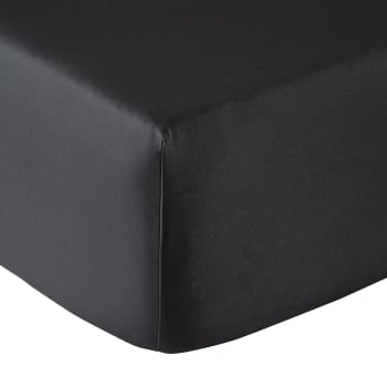 Drap Housse Tifschlaf 140x190/200 - Noir, Microfibre, Pour Matelas 2 Personnes, élastique Tout Autour