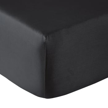 Vexin - Drap housse percale noir 90x200 cm