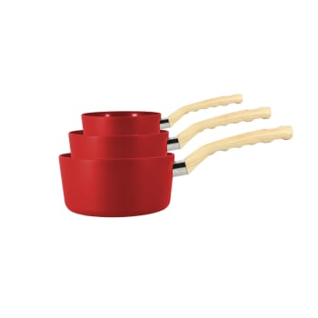 Magenta - Set de 3 casseroles en aluminium rouge -  compatible induction
