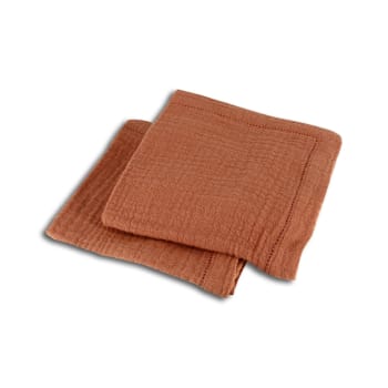 Origin - Lot de 2 serviettes de table en coton paprika 40x40cm