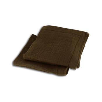 Origin - Lot de 2 serviettes de table en coton kaki 40x40cm