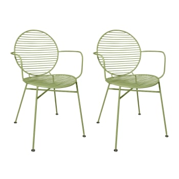 Madison - Lot de 2 fauteuils de table en métal vert