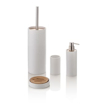 Gaeta - Set d'accessoires de salle de bain 4 pièces en résine blanche