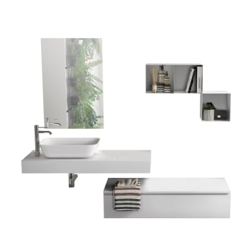 Mobiletto da bagno con 2 cassetti, design bianco Boracay