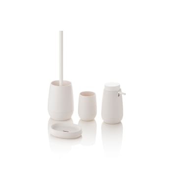 Trendy - Set de accesorios de baño 4 piezas abs blanco y goma