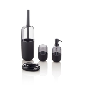 Idra - Set d'accessoires de salle de bain 4 pièces en abs noir et caoutchouc