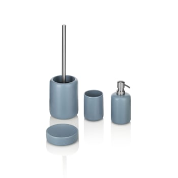 Skylar - Set d'accessoires de salle de bain 4 pièces en céramique bleue