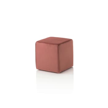 Puf almacenaje terciopelo rosa 2 tonos banda acero plat.7 Ø37x43 Mod. 64065