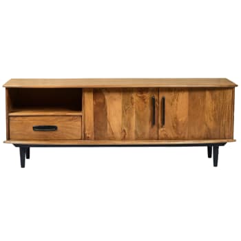 Gedeon - GEDEON-Meuble TV Vintage 2 portes 1 tiroir en bois de Manguier massif