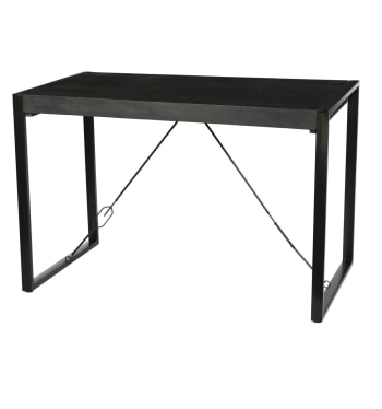 Luz - LUZ-Table de Bar L.140 cm,en bois de Manguier massif noir, pied métal