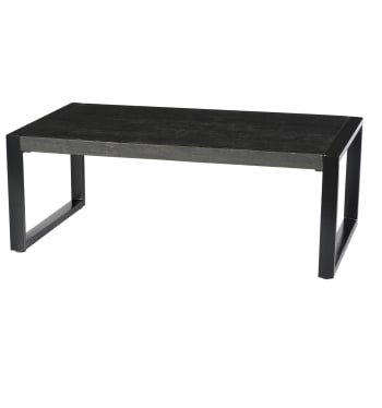 Luz - LUZ-Table basse Rect.110X60 en bois de Manguier massif noir et métal