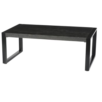 Luz - LUZ-Table basse Rect.110X60 en bois de Manguier massif noir et métal