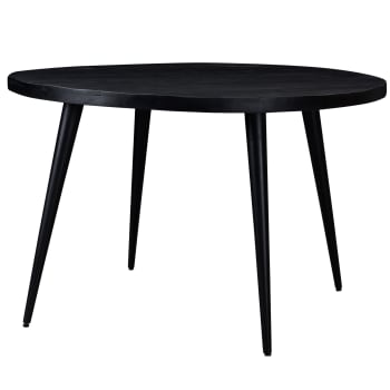 Uzes - UZES-Table repas ronde D.120 cm, 6 p, Manguier teinté noir et métal