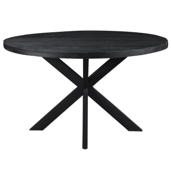 Uzes - UZES-Table à manger ronde 6 personnes D120 cm,Spider et Manguier noir