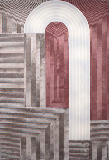 MEMPHIS - Tapis géométrique à poils ras - rouge - 80x150 cm