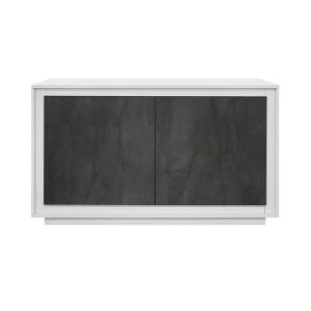 LAMPEDUSA - Credenza legno, finitura bianca, ante finitura acciaio ossidato,140x50