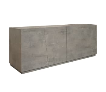 GORGONA - Credenza in legno, finitura in grigio cemento, 180x50 cm