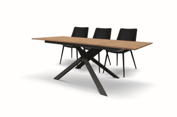 Volpaia - Tavolo legno,finitura rovere,base antracite,allungabile 140x80