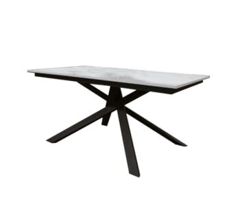 Volpaia - Tavolo legno,finitura marmo bianco,base antracite,allungabile 160x90