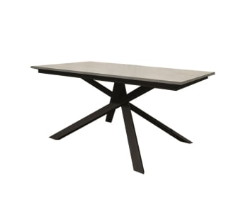Volpaia - Tavolo legno,color grigio cemento base antracite,allungabile 120x80