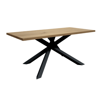 PIANOSA - Tavolo in legno, finitura rovere e metallo nero, 180x90 cm