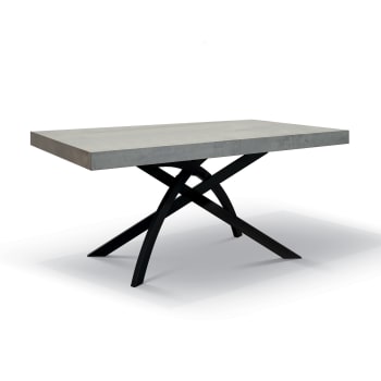 GORGONA - Tavolo legno, finitura grigio, base antracite, allungabile 160x90