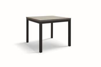 TROPEA - Tavolo legno, finitura grigio e metallo antracite, allungabile 90x90