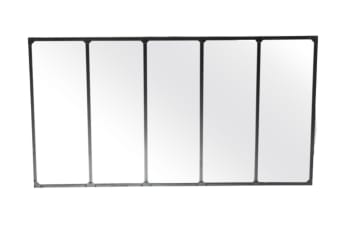 Malmo - Miroir rectangulaire industriel en métal noir 167x90