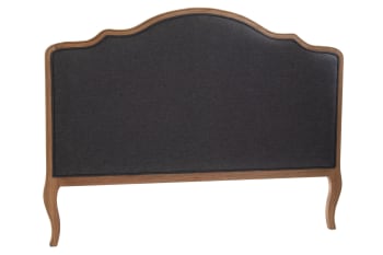 LOBERON - Tête de lit double en bois et en tissu gris L160