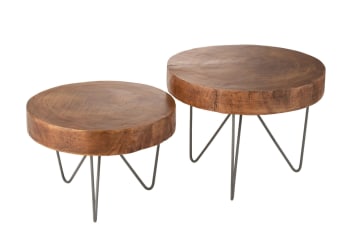 GUMI - Tables basses gigognes rondes en bois et métal