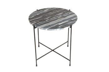 Melba - Table basse ronde en marbre et pieds en métal noir D50