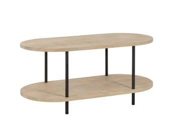 Sali - Table basse en bois de manguier à double plateau et en métal