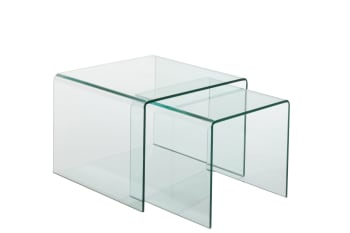 Galle - Tables basses carrées gigognes en verre L65