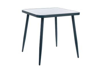 Coquelicot - Table de jardin carrée en aluminium L75 bleu canard