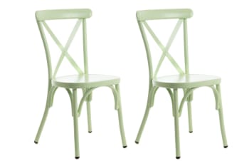 Dahlia - Lot de 2 chaise de jardin bistrot empilable en aluminium