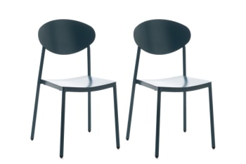 Coquelicot - Lot de 2 chaise de jardin japandi empilable en aluminium