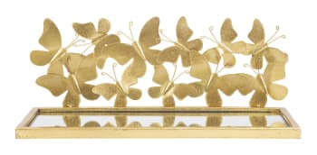 BUTTERFLIES - Set di 2 mensole con farfalle e piano in specchio cm 43x19,2x16,5