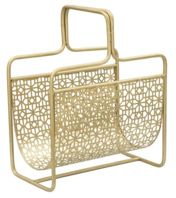 GLAM - Portariviste in metallo dorato con intagli geometrici cm 37x22x44,5