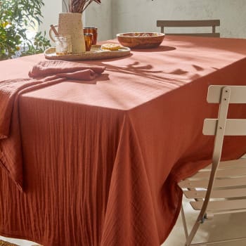 Nappe coton et lin Terracotta 160x160 cm KANBO