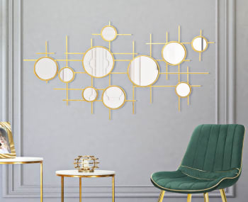 GLOXY - Specchio da parete geometrico in metallo dorato cm 117x4,5x61