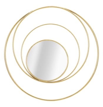 Specchio da parete con cerchi in metallo dorato cm 90x3x83 Planet