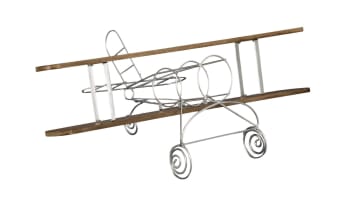 AVIATOR - Portabottiglie aereo in metallo argentato cm 67,7x38x22