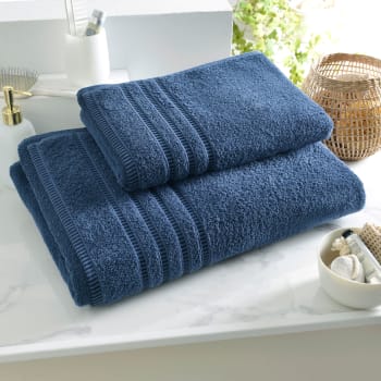 Bandesechelle - Lot de 2 gants de toilette 15x21 bleu marine en coton 470 g/m²