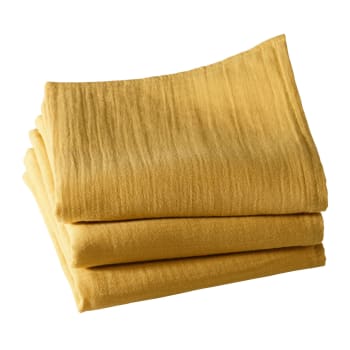Oliviaserv - Lot de 3 serviettes de table 43x43 jaune en coton