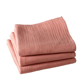 Oliviaserv - Lot de 3 serviettes de table 43x43 rose en coton